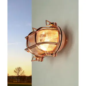 Licht-Erlebnisse Außenwandlampe Glas Messing massiv E27 IP64 Maritim A...