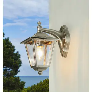 LICHT-ERLEBNISSE Wandlampe außen in Nickel Rustikal aus Messing IP43 E...
