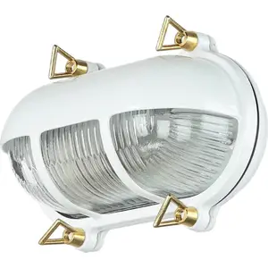 Licht-Erlebnisse Außenleuchte Maritim aus Messing Glas B: 21 cm IP64 E...