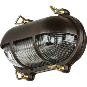 Licht-Erlebnisse Wandleuchte außen Echt-Messing Glas IP64 E27 rostfrei...