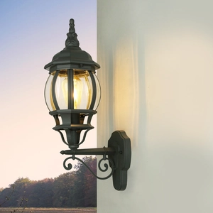 Licht-Erlebnisse Außenleuchte Wand Grau IP23 E27 Glas Aluminium Rustik...