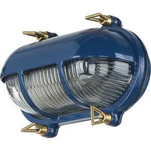 Licht-Erlebnisse Wandleuchte außen Maritim Messing Riffelglas B: 21 cm...