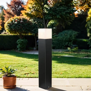 Licht-Erlebnisse Pollerleuchte Aluminium E27 IP44 50 cm hoch Schwarz W...