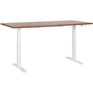 BELIANI Schreibtisch Braun & Weiß Melamin 180x80cm Elektrisch Höhenver... günstig
