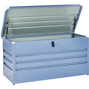 BELIANI Gartentruhe Blau Metall 400 L 132 x 62 cm Wasserdicht Abschlie... günstig