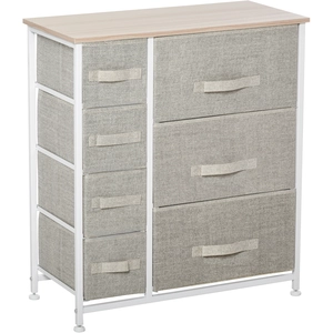 HOMCOM Schubladenschrank mit 7 faltbaren Stoffschubladen, platzsparend aus Vliesstoff, grau, 63,5x30x71cm, ideal für Aufbewahrung   Aosom.de günstig