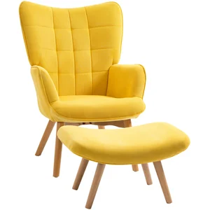 HOMCOM Relaxsessel Loungesessel Ohrensessel mit Hocker in Gelb, Armleh... günstig