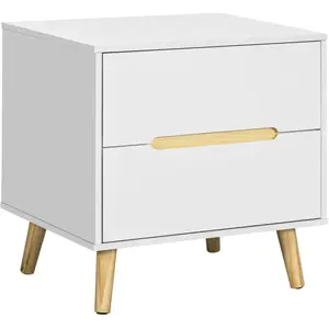 HOMCOM Nachttisch Nachtschrank Beistelltisch Nachtkommode mit 2 Schubladen Sofatisch für Wohnzimmer Schlafzimmer Modernes Design Weiß 50 x 40 x 50,5 cm Aosom günstig