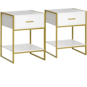 HOMCOM Nachttisch, 2er Set, Nachtschrank mit Schublade und offenem Reg... günstig