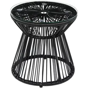Outsunny Gartentisch rund mit Hohltrommel-Design, Bistrotisch mit Glas... günstig