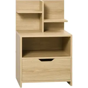 HOMCOM Nachttisch Nachtschrank mit Schublade, Beistelltisch mit Offenem Fach, 2 Regalen, Nachtkommode für Schlafzimmer, Wohnzimmer, Natur, 45 x 35 x 73 cm Aosom günstig