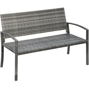 Outsunny Gartenbank Rattanoptik Parkbank mit Stahlrahmen für 2 Persone... günstig