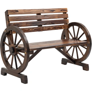 Outsunny Gartenbank 2-Sitzer Holzbank mit Wagenrad-Armlehnen im Landh... günstig