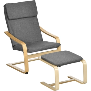 HOMCOM Relaxsessel mit Fußhocker Ohrensessel grau mit Armlehne und Lei... günstig