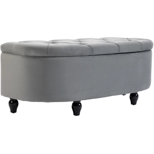 HOMCOM Sitzbank mit Stauraum und offenem Deckel, Polsterbank aus Velvet-Touch, Gummiholz, dunkelgrau, 120x46x42cm für Schlafzimmer & Flur Aosom.de günstig