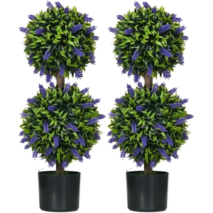 HOMCOM Künstliche Pflanzen 2er-Set Lavendel 70 cm UV-beständige Kunstpflanze im Blumentopf für Wohnzimmer & Garten Aosom.de günstig