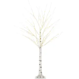 HOMCOM 150 cm Kunstbaum, Weihnachtsbaum Birken mit LED, Kunstbirke, Birkenbaum, Weihnachtsdeko für Hochzeit, Party, Geburtstag   Aosom günstig