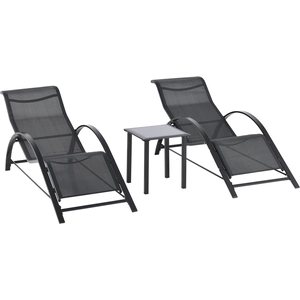 OUTSUNNY Sonnenliege mit Tisch 3er-Set Gartenliegen Relaxliege Liegest... günstig