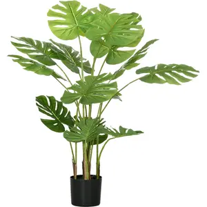 HOMCOM Künstliche Monstera 120cm Kunstpflanze mit Übertopf und PE-Moos... günstig
