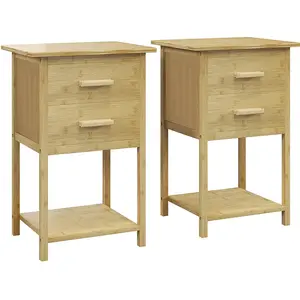 HOMCOM 2er Set Nachttisch Nachtkommode mit Schublade Ablage und Griff für Schlafzimmer Wohnzimmer Natur 40 x 34 x 60 cm Aosom.de günstig