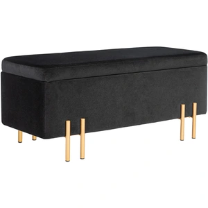 HOMCOM Sitzbank, Polsterbank mit Stauraum, Truhenbank, Stoff, Metall, Gummiholz, Schaumstoff, Schwarz, 100 x 40 x 42 cm Aosom günstig
