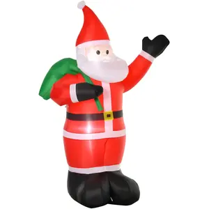 HOMCOM Aufblasbar Weihnachtsdeko, 2,4 m Weihnachtsmann mit LED-Beleuch...