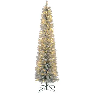 HOMCOM Künstlicher Weihnachtsbaum, 210 cm Christbaum mit 180 LED-Licht...