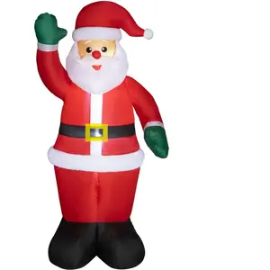 Outsunny Aufblasbar Weihnachtsdeko, 1,84 m Weihnachtsmann mit LED-Bele...