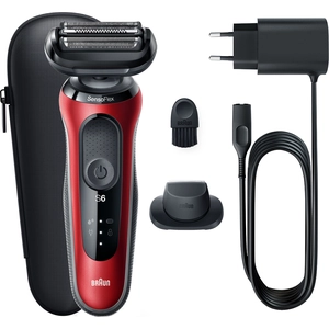 Braun Series 6 61-R1200s, Folienschaber, Schwarz, Rot, SensoFlex, Sens...