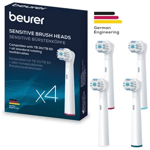 BEURER Aufsteckbürsten TB 30/50 Bürstenköpfe Sensitive, für elektrische Zahnbürsten, Mit 2 Borstenarten & Schutzkappe, für gründliche Reinigung günstig