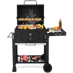 ALIGHTUP Holzkohlegrill Grillwagen mit Seitenablagen, Deckel, Räder, 1... günstig