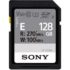 Sony SF-E128A (128 GB, SDXC, U3, UHS-II), Speicherkarte, Schwarz, Grau, Weiss