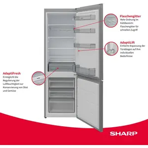 Sharp SJ-FBB05DTXLD-EU Kühl-Gefrierkombination 288 L Inox Look NanoFro...