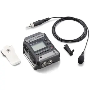Zoom F1-LP Field Recorder mit Lavalier Mikrofon (Handheld), Audiorecorder, Schwarz, Silber