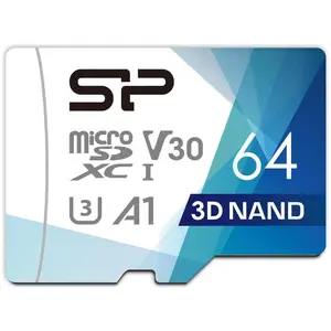 Silicon Power Superior Pro 64GB microSDXC Ad. (64 GB, microSDXC, U3, UHS-I), Speicherkarte, Gold, Weiss