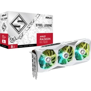 AsRock RX 7600 Steel Legend OC (8 GB, GDDR6), Grafikkarte, Weiss, Grau