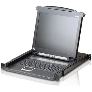 Aten CL1000N KVM-Konsole, 19/" LCD, VGA, PS/2, Tastaturlayout D (CL1000N D), KVM Switch, Schwarz