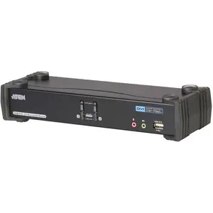Aten CS1782A, 2 Port USB Hub KVM Switch mit 3D, DVI & 7.1, KVM Switch, Schwarz