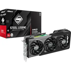 ASRock Radeon RX 9070 GRE Steel Legend Dark 12GB OC - 12GB GDDR6, 1x HDMI, 3x DP