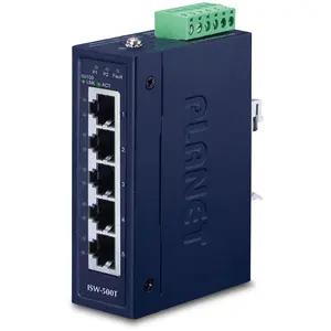 PLANET ISW-500T, Unmanaged, Fast Ethernet (10/100), Vollduplex, Wandmo...