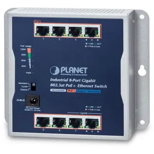PLANET IP30 Industrial 8-Port, Unmanaged, Gigabit Ethernet (10/100/100...