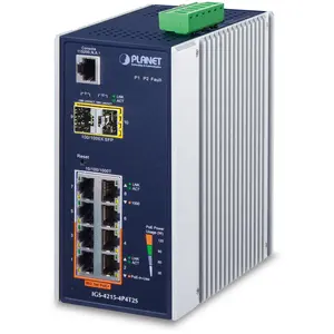 PLANET industrial 4-Port 10/100/1000T Switch +4-Port 10/100 802.3at Po...