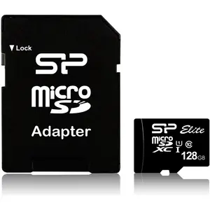 Silicon Power Elite UHS-I (128 GB, microSDXC, U1, UHS-I), Speicherkarte, Schwarz