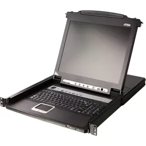 ATEN 8-Port PS/2-USB VGA Single Rail LCD KVM Switch, 43,2 cm (17"), LCD, PS/2, USB, VGA, US Englisch