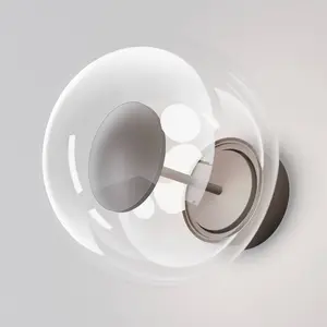 LED-Außenwandleuchte Velora, braun/klar, Ø 20 cm, Glas, IP54