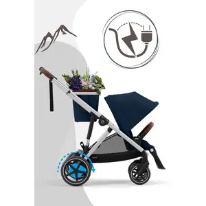 CYBEX e-Gazelle S, Betthimmel, Traditioneller Kinderwagen, Unisex, Faltbar, Blau, Silber günstig