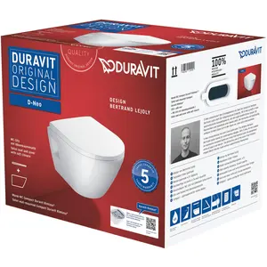 Duravit, Toilette + Bidet, Wand-WC-Set D-NEO Compact Tiefspüler rimless mit WC-Sitz weiss günstig