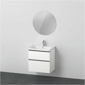Duravit, Badmöbelset, D-Neo Möbel-Set, Möbelwaschtisch mit Waschtischunterschrank wandhängend und LED Spiegel (rund), 6 günstig