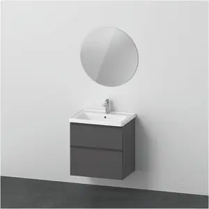 Duravit, Badmöbelset, D-Neo Möbel-Set, Möbelwaschtisch mit Waschtischunterschrank wandhängend und LED Spiegel (rund), 6 günstig