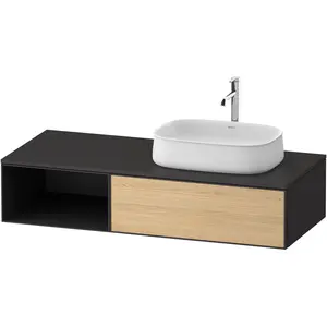 Duravit, Waschbeckenunterschrank, Zencha Konsolenwaschtischunterbau, 1300x550mm, 1 Auszug, 1 offenes Fach links, Ausschnitt re (130 x 41 x 135 cm) günstig